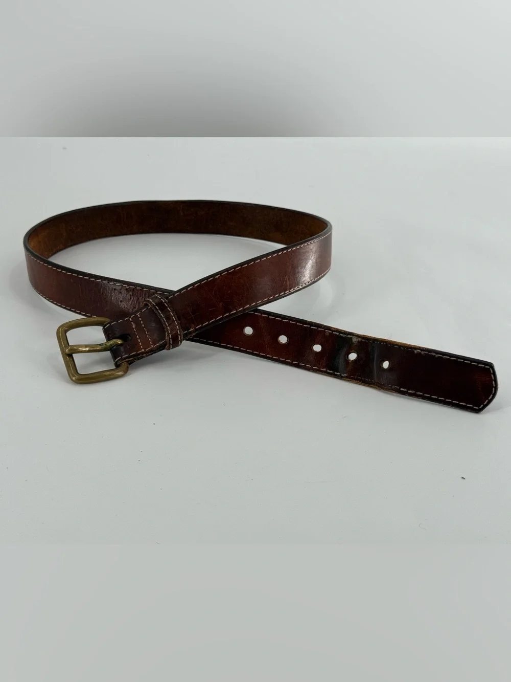 Vintage Brown Leather Belt 36